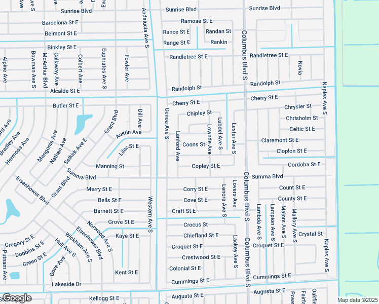 map of restaurants, bars, coffee shops, grocery stores, and more near 1123 Catenary Street in Lehigh Acres