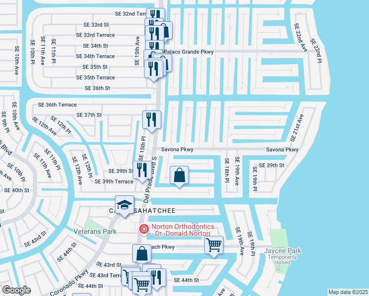 map of restaurants, bars, coffee shops, grocery stores, and more near 4647 Southeast 17th Avenue in Cape Coral