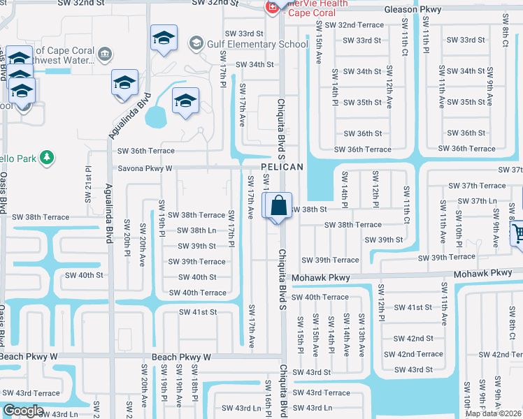 map of restaurants, bars, coffee shops, grocery stores, and more near 3743 Southwest 16th Place in Cape Coral