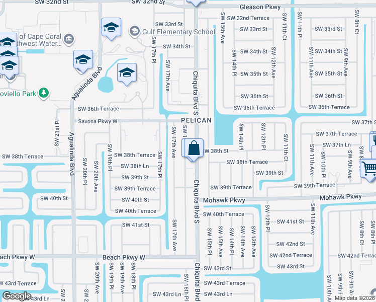 map of restaurants, bars, coffee shops, grocery stores, and more near 3743 Southwest 16th Place in Cape Coral