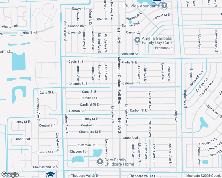 map of restaurants, bars, coffee shops, grocery stores, and more near 358 Lillon Avenue South in Lehigh Acres