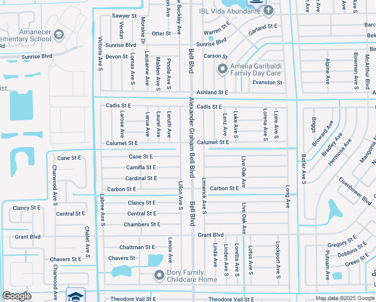 map of restaurants, bars, coffee shops, grocery stores, and more near 358 Lillon Avenue South in Lehigh Acres