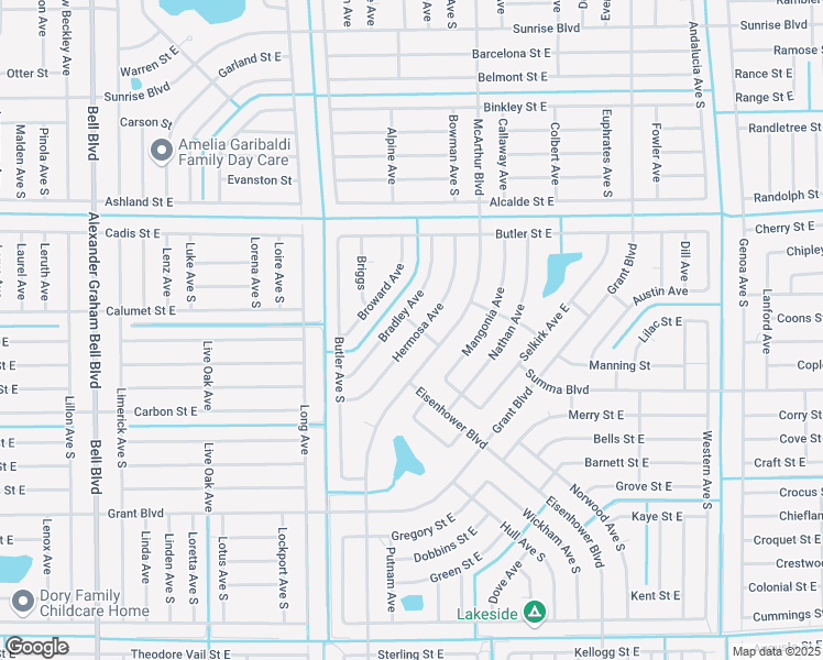 map of restaurants, bars, coffee shops, grocery stores, and more near 336 Hermosa Avenue in Lehigh Acres
