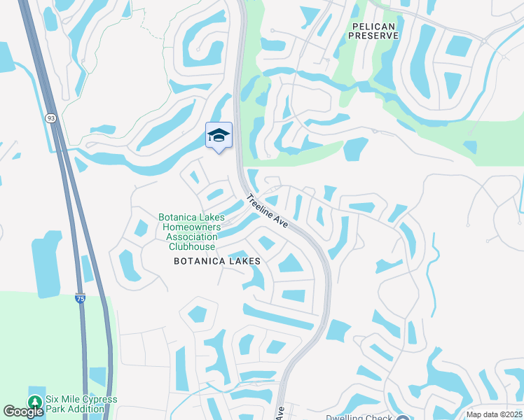 map of restaurants, bars, coffee shops, grocery stores, and more near Treeline Avenue in Fort Myers