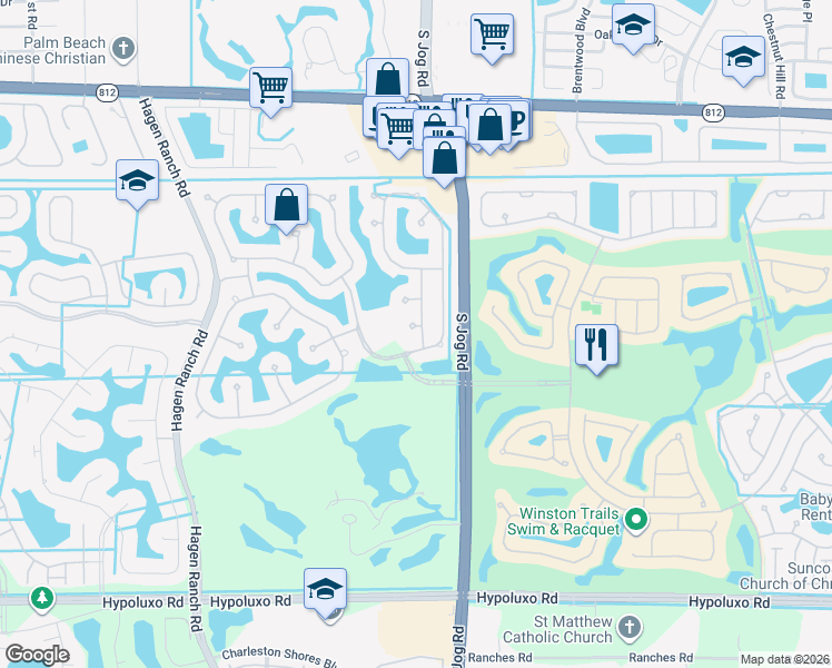 map of restaurants, bars, coffee shops, grocery stores, and more near 6612 Jessica Court in Lake Worth