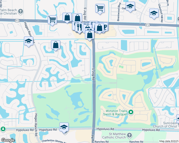 map of restaurants, bars, coffee shops, grocery stores, and more near 6350 C Durham Drive in Lake Worth