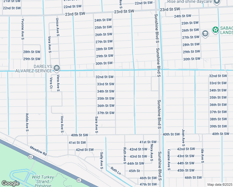 map of restaurants, bars, coffee shops, grocery stores, and more near 3219 34th Street Southwest in Lehigh Acres