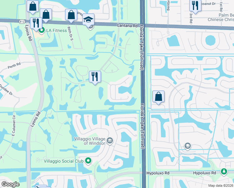 map of restaurants, bars, coffee shops, grocery stores, and more near 6346 Harbour Star Drive in Lake Worth