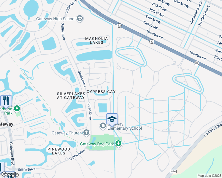 map of restaurants, bars, coffee shops, grocery stores, and more near 13380 Hampton Park Court in Fort Myers