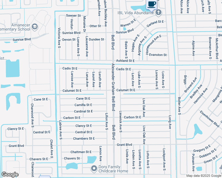map of restaurants, bars, coffee shops, grocery stores, and more near 332 Lillon Avenue South in Lehigh Acres