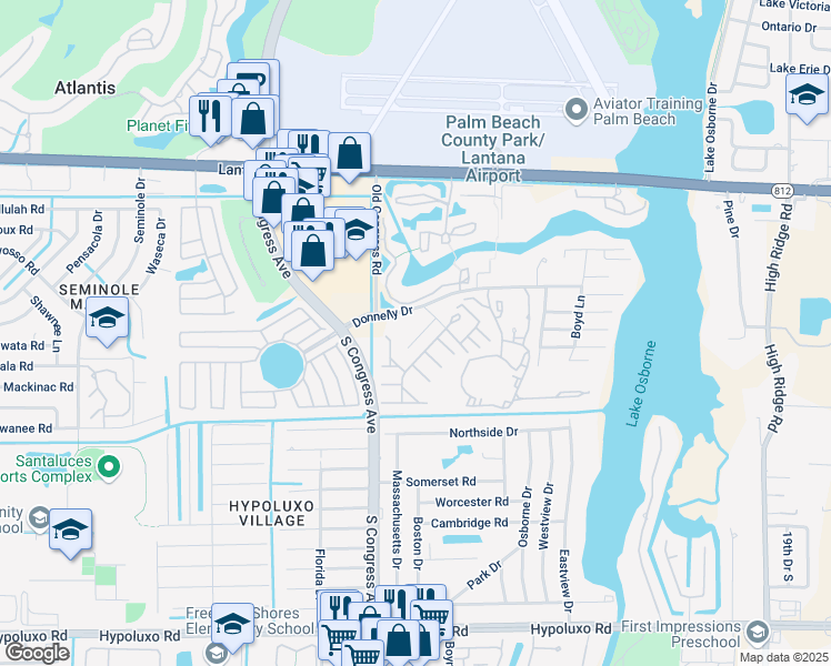 map of restaurants, bars, coffee shops, grocery stores, and more near 6289 Lear Drive in Lake Worth