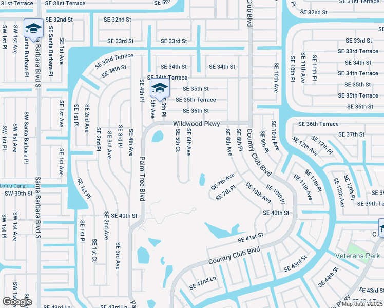 map of restaurants, bars, coffee shops, grocery stores, and more near 3733 Southeast 6th Avenue in Cape Coral