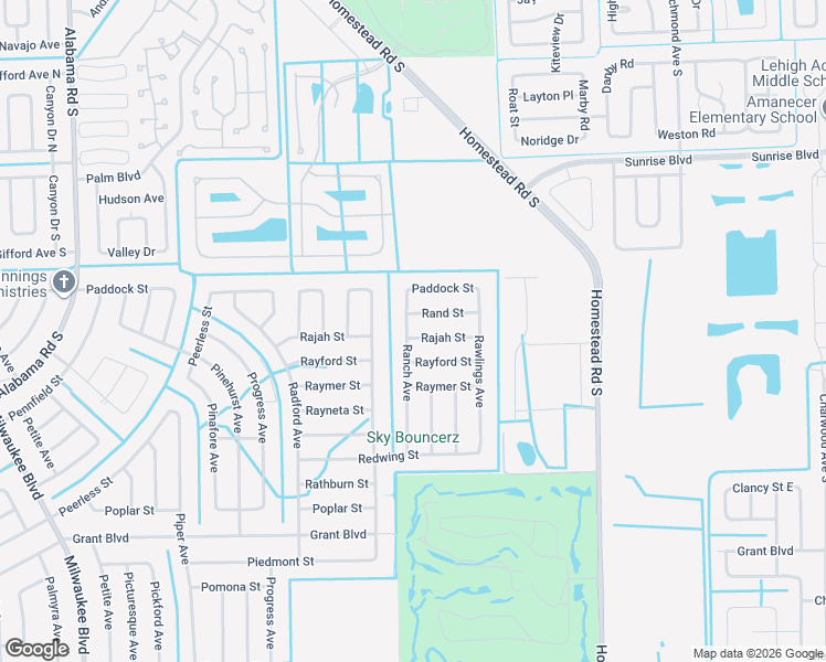 map of restaurants, bars, coffee shops, grocery stores, and more near 312 Ranch Avenue in Lehigh Acres