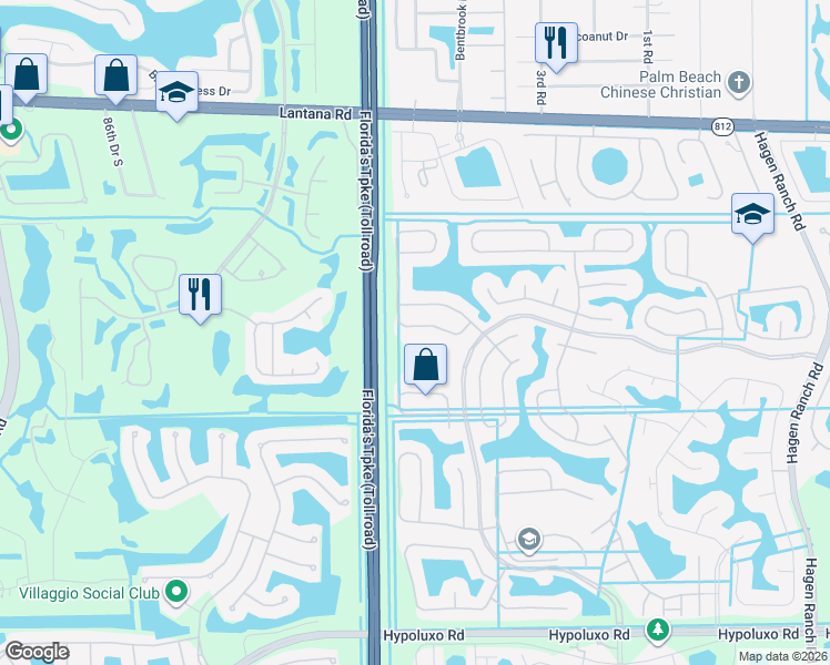 map of restaurants, bars, coffee shops, grocery stores, and more near 6351 Branchwood Drive in Lake Worth