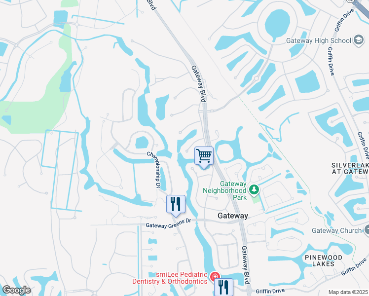 map of restaurants, bars, coffee shops, grocery stores, and more near 12571 Lake Run Drive in Fort Myers