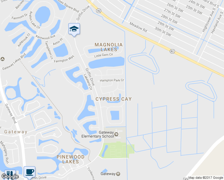 map of restaurants, bars, coffee shops, grocery stores, and more near 13409 Bristol Park Way in Fort Myers