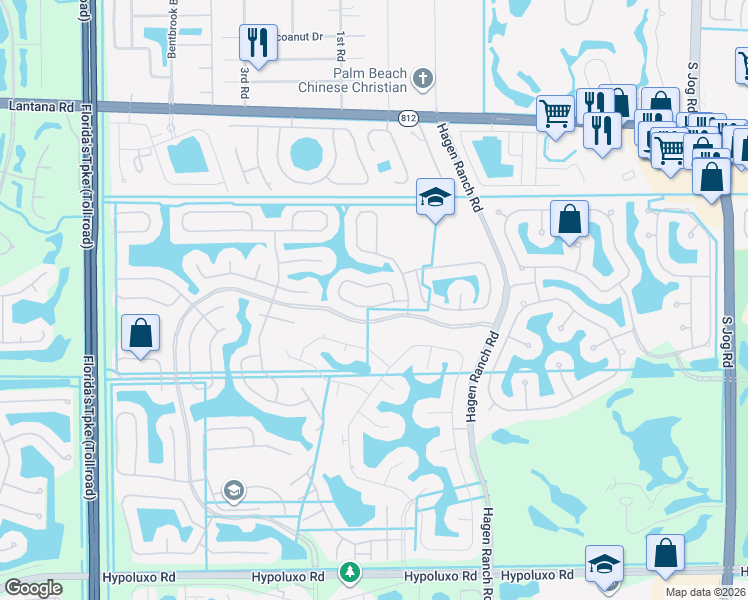 map of restaurants, bars, coffee shops, grocery stores, and more near 7571 Greenville Circle in Lake Worth