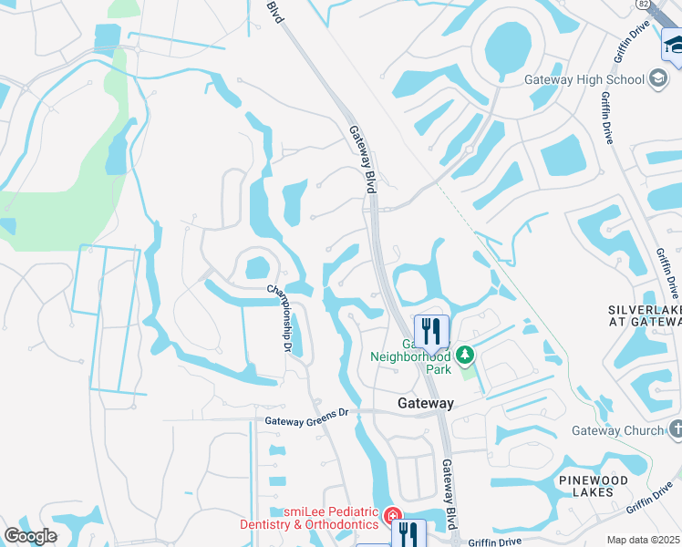 map of restaurants, bars, coffee shops, grocery stores, and more near 12571 Lake Run Drive in Fort Myers