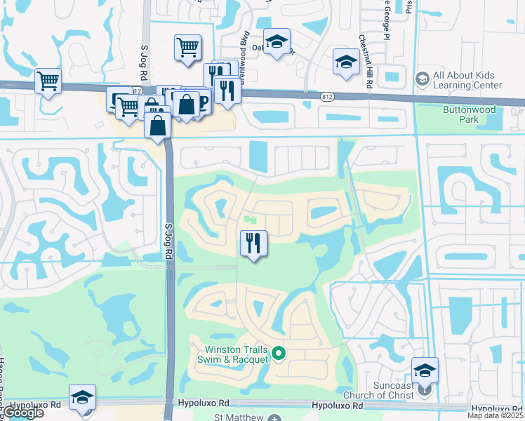 map of restaurants, bars, coffee shops, grocery stores, and more near 6111 Kemper Lakes Drive in Lake Worth