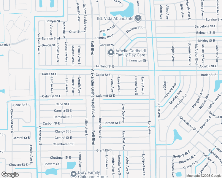 map of restaurants, bars, coffee shops, grocery stores, and more near 318 Lloyd Avenue South in Lehigh Acres