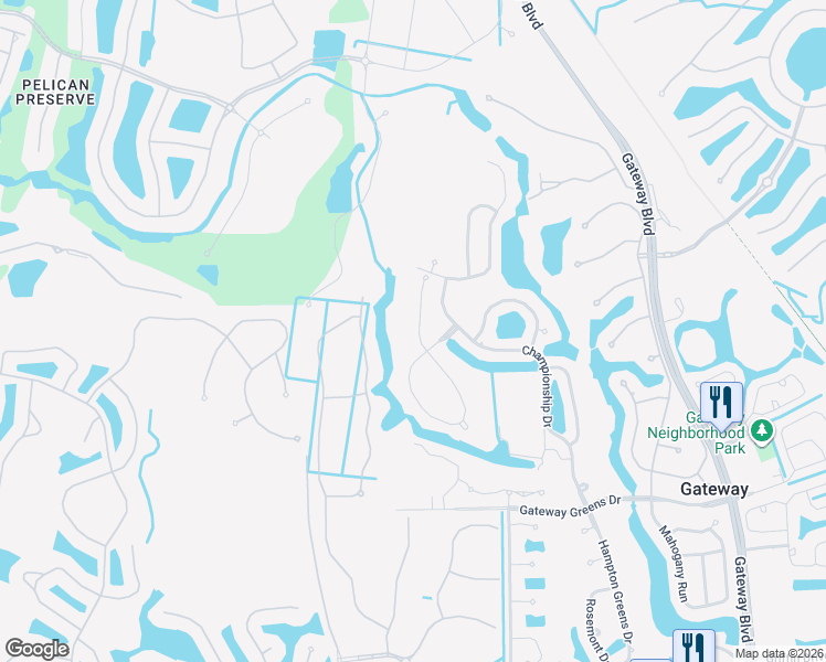 map of restaurants, bars, coffee shops, grocery stores, and more near 10974 Callaway Greens Court in Fort Myers