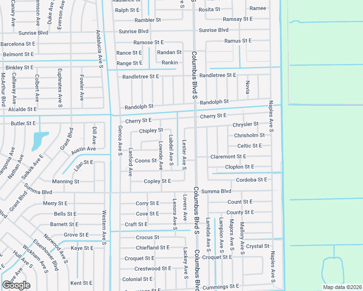 map of restaurants, bars, coffee shops, grocery stores, and more near 322 Lester Avenue South in Lehigh Acres