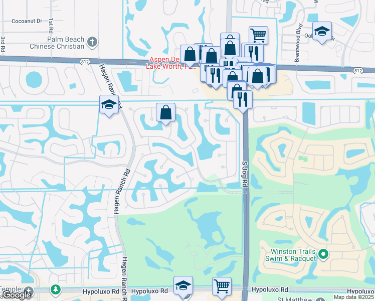 map of restaurants, bars, coffee shops, grocery stores, and more near 7036 Houlton Circle in Lake Worth