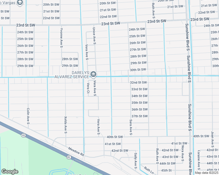 map of restaurants, bars, coffee shops, grocery stores, and more near 3500 33rd Street Southwest in Lehigh Acres