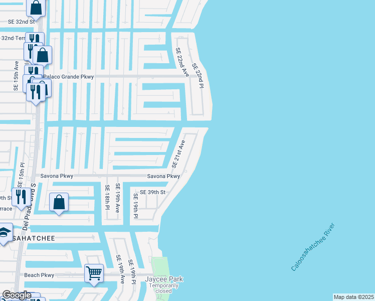 map of restaurants, bars, coffee shops, grocery stores, and more near 3705 Southeast 21st Place in Cape Coral