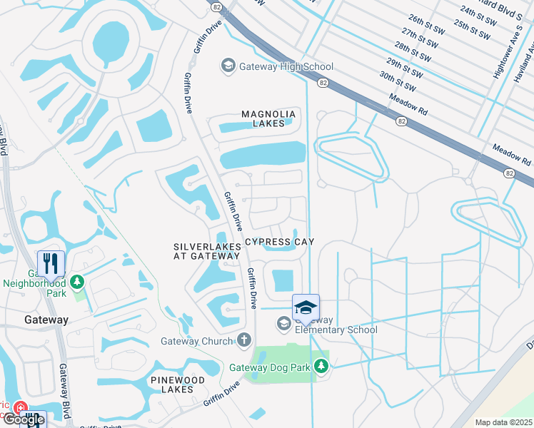map of restaurants, bars, coffee shops, grocery stores, and more near 13409 Bristol Park Way in Fort Myers