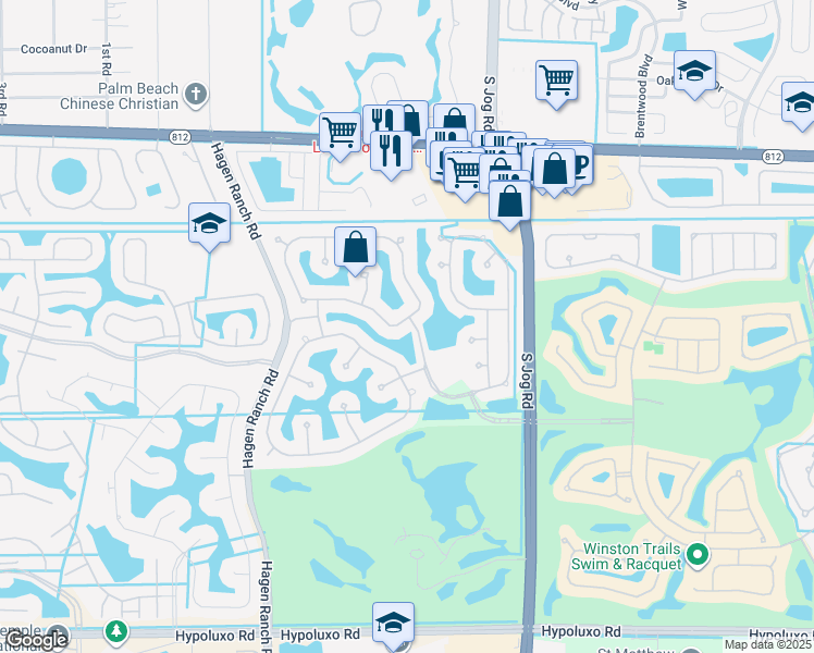 map of restaurants, bars, coffee shops, grocery stores, and more near 7036 Houlton Circle in Lake Worth