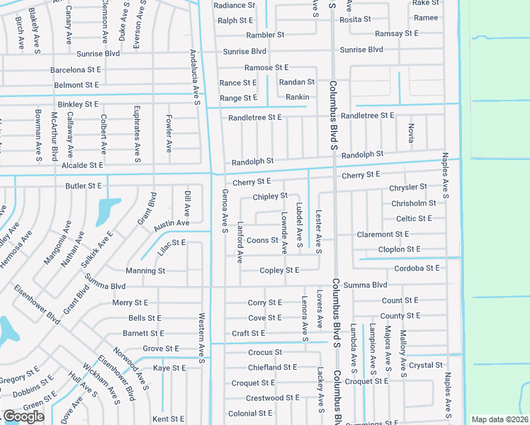 map of restaurants, bars, coffee shops, grocery stores, and more near 1123 Coral Bells Street in Lehigh Acres