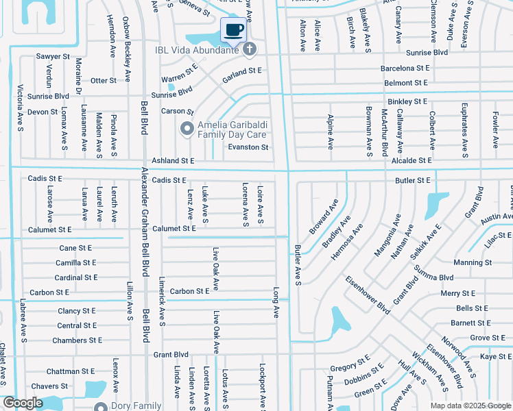 map of restaurants, bars, coffee shops, grocery stores, and more near 317 Lorena Avenue South in Lehigh Acres