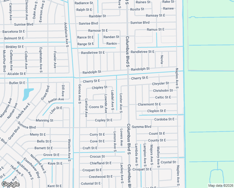map of restaurants, bars, coffee shops, grocery stores, and more near 322 Lester Avenue South in Lehigh Acres