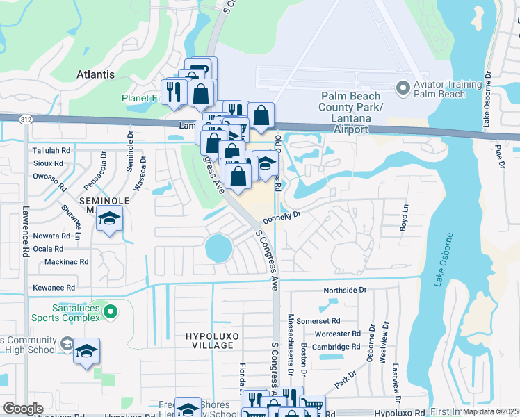 map of restaurants, bars, coffee shops, grocery stores, and more near in Palm Beach County