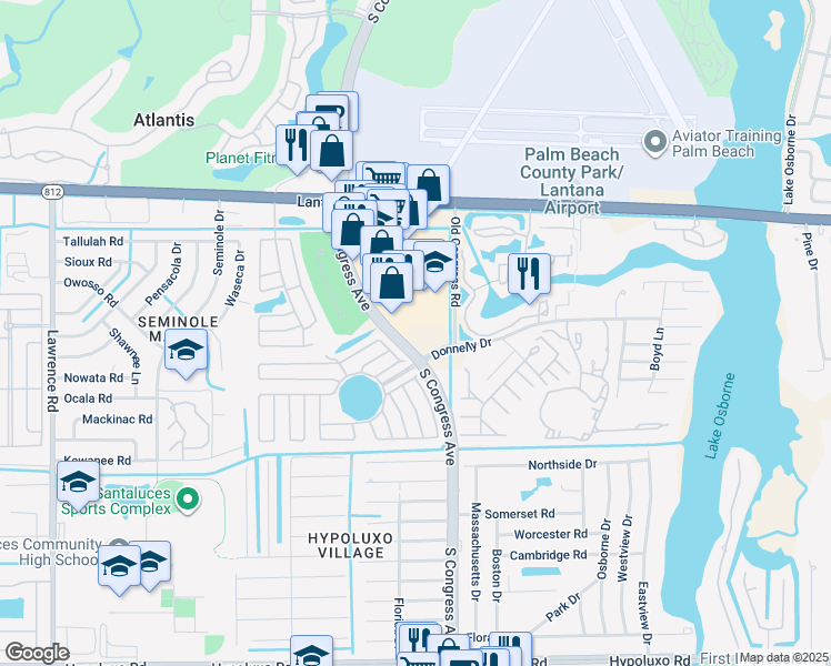 map of restaurants, bars, coffee shops, grocery stores, and more near None in Palm Beach County
