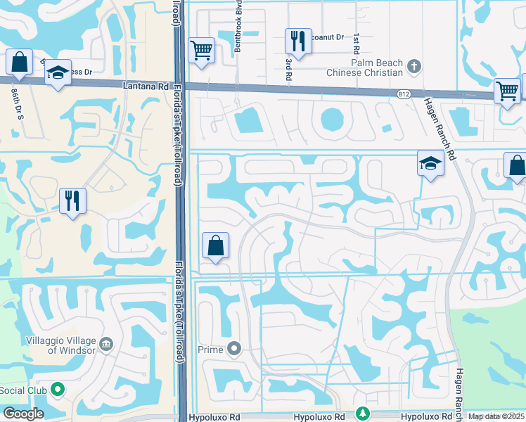 map of restaurants, bars, coffee shops, grocery stores, and more near 7792 Great Oak Drive in Lake Worth