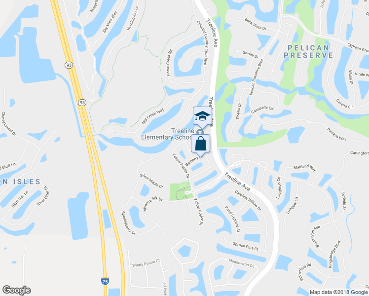 map of restaurants, bars, coffee shops, grocery stores, and more near 11060 Lancewood Street in Fort Myers