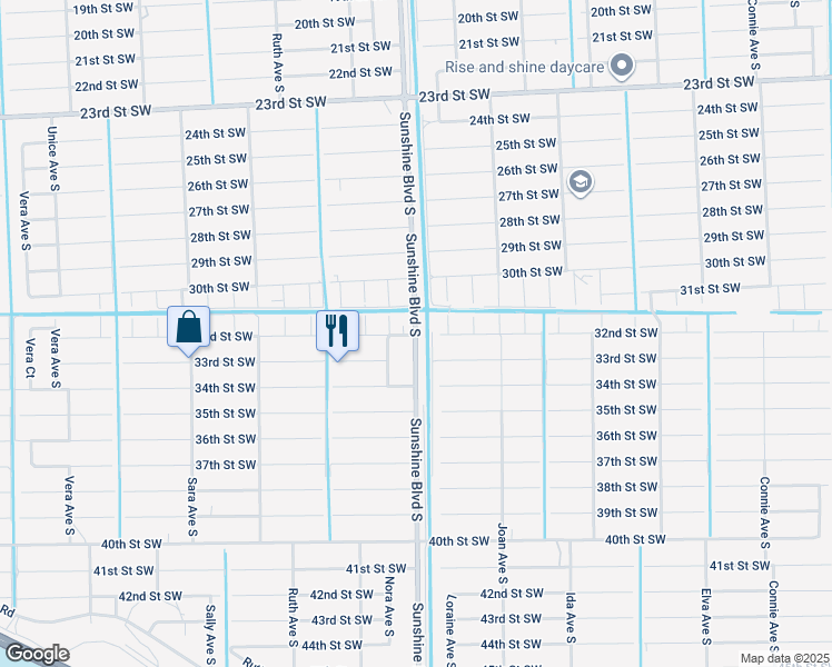 map of restaurants, bars, coffee shops, grocery stores, and more near 3025 32nd Street Southwest in Lehigh Acres