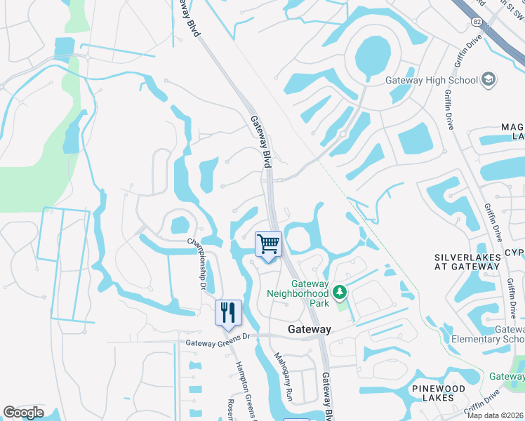 map of restaurants, bars, coffee shops, grocery stores, and more near 11081 Mahogany Run in Fort Myers