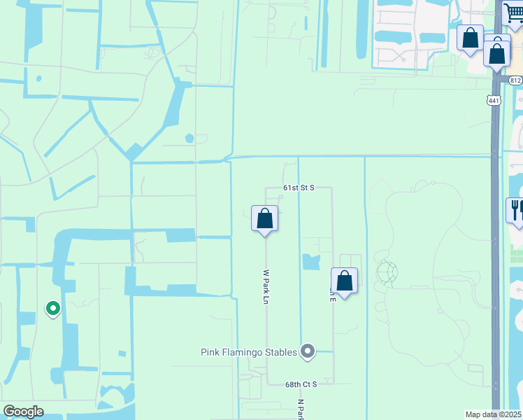 map of restaurants, bars, coffee shops, grocery stores, and more near 6191 West Park Lane in Wellington