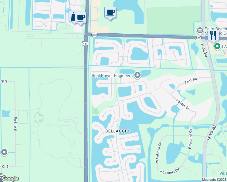 map of restaurants, bars, coffee shops, grocery stores, and more near 6442 Via Primo Street in Lake Worth