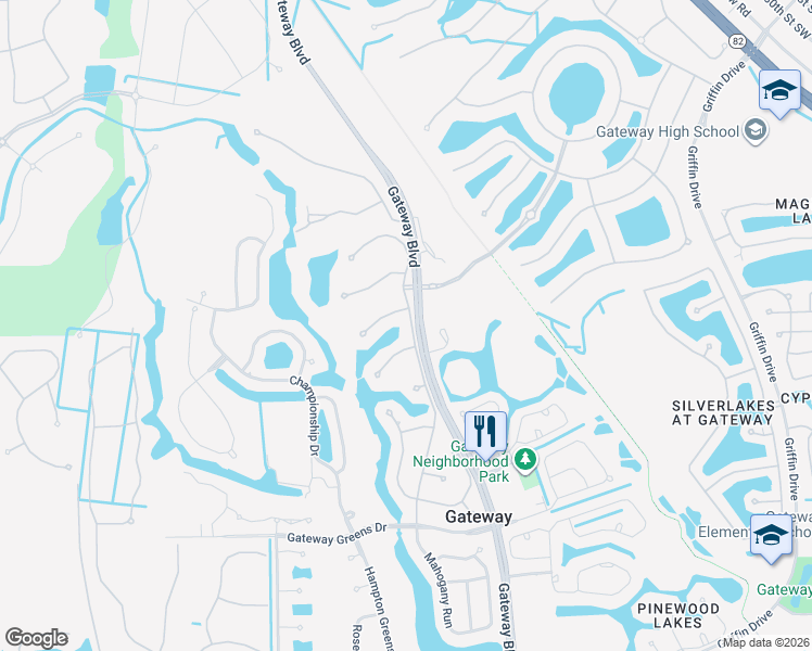 map of restaurants, bars, coffee shops, grocery stores, and more near 11081 Mahogany Run in Fort Myers