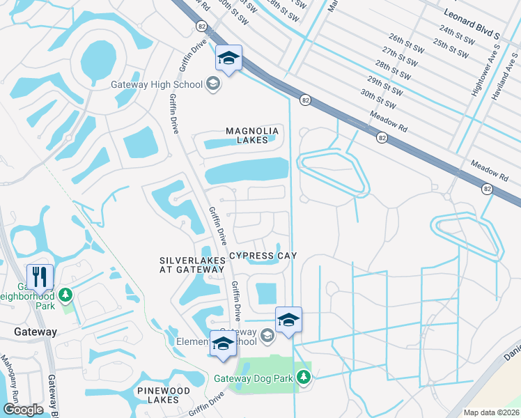 map of restaurants, bars, coffee shops, grocery stores, and more near 13249 Hampton Park Court in Fort Myers