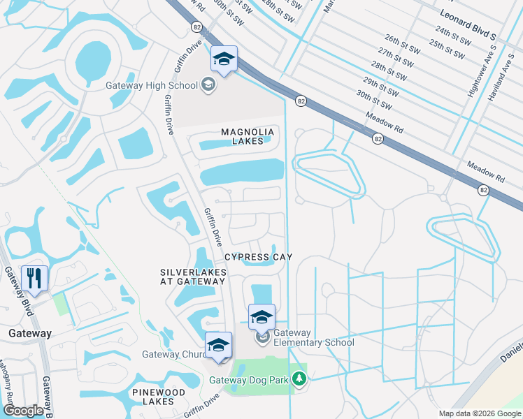 map of restaurants, bars, coffee shops, grocery stores, and more near 13249 Hampton Park Court in Fort Myers