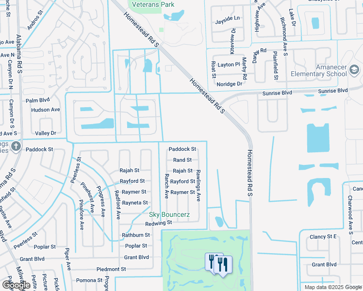 map of restaurants, bars, coffee shops, grocery stores, and more near 467 Paddock Street in Lehigh Acres