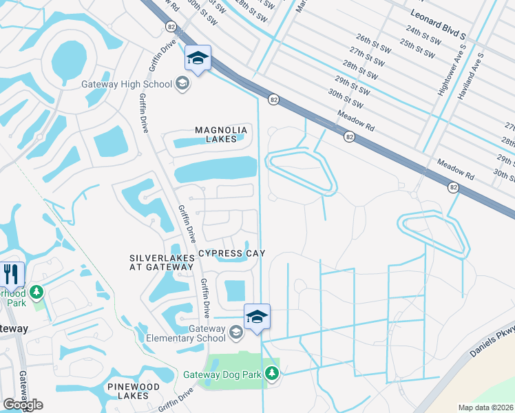 map of restaurants, bars, coffee shops, grocery stores, and more near 13309 Hampton Park Court in Fort Myers