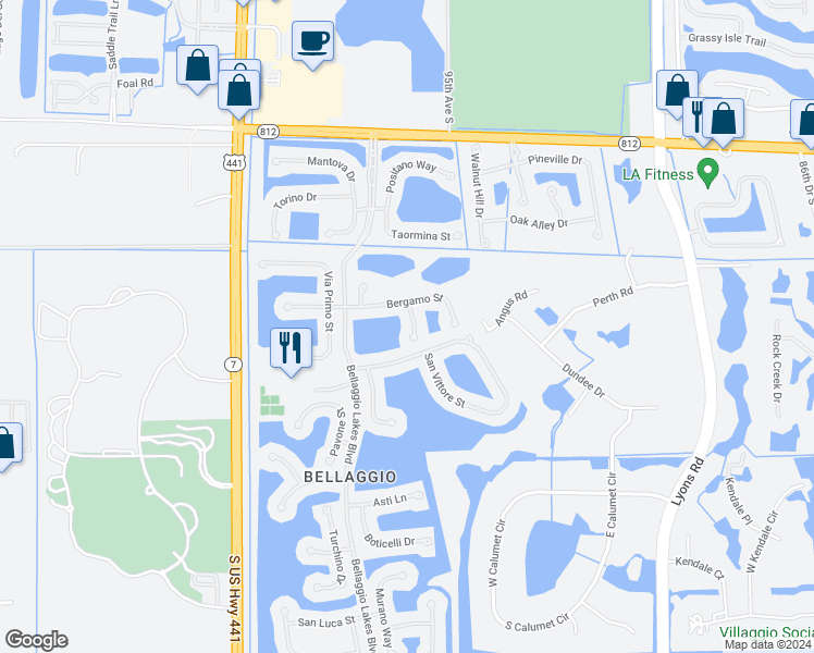map of restaurants, bars, coffee shops, grocery stores, and more near 6429 Argento Street in Lake Worth
