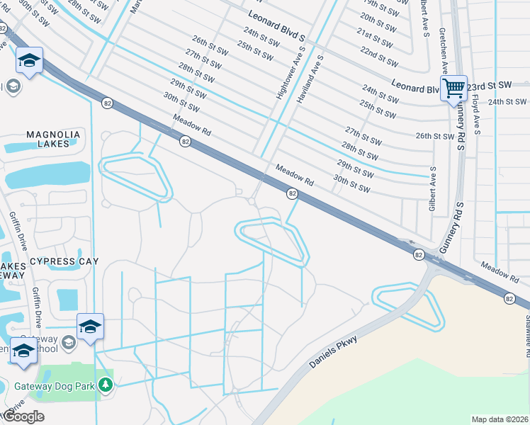 map of restaurants, bars, coffee shops, grocery stores, and more near State Highway 82 in Fort Myers