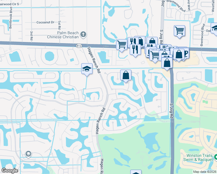 map of restaurants, bars, coffee shops, grocery stores, and more near 6898 Houlton Circle in Lake Worth